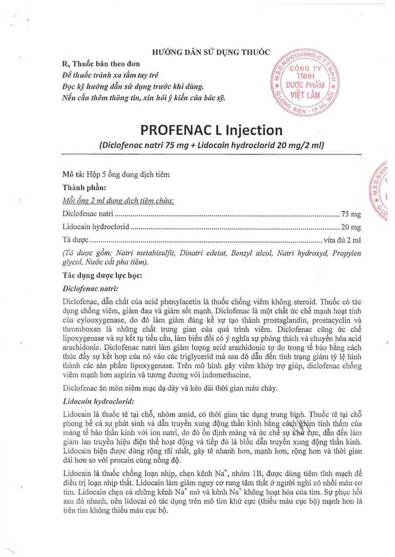thông tin, cách dùng, giá thuốc Profenac L Injection - ảnh 1