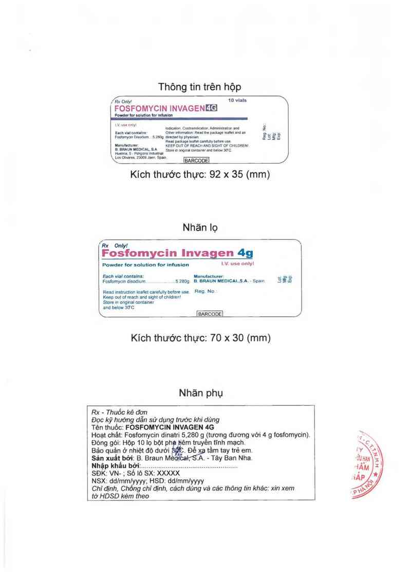 thông tin, cách dùng, giá thuốc Fosfomycin Invagen 4g - ảnh 1