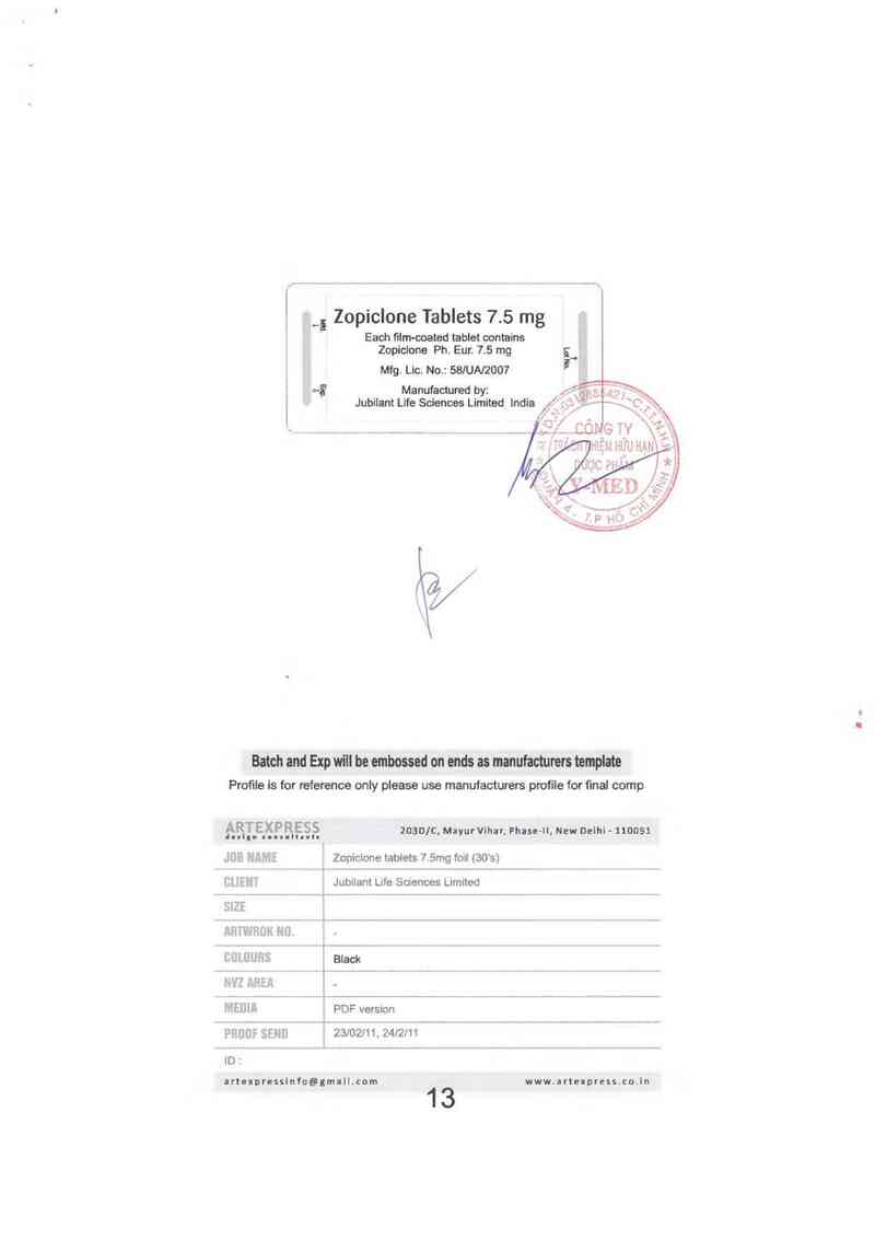 thông tin, cách dùng, giá thuốc Zopiclone Tablets 7.5mg - ảnh 1
