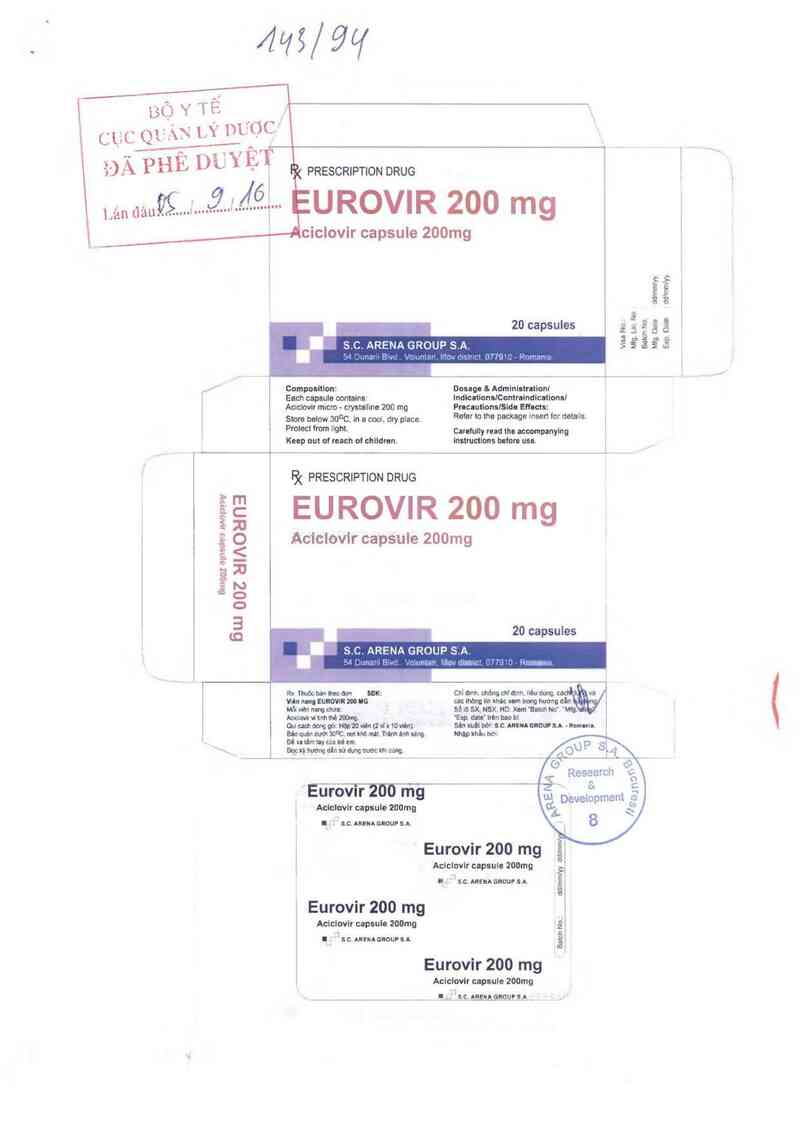 thông tin, cách dùng, giá thuốc Eurovir 200mg - ảnh 0