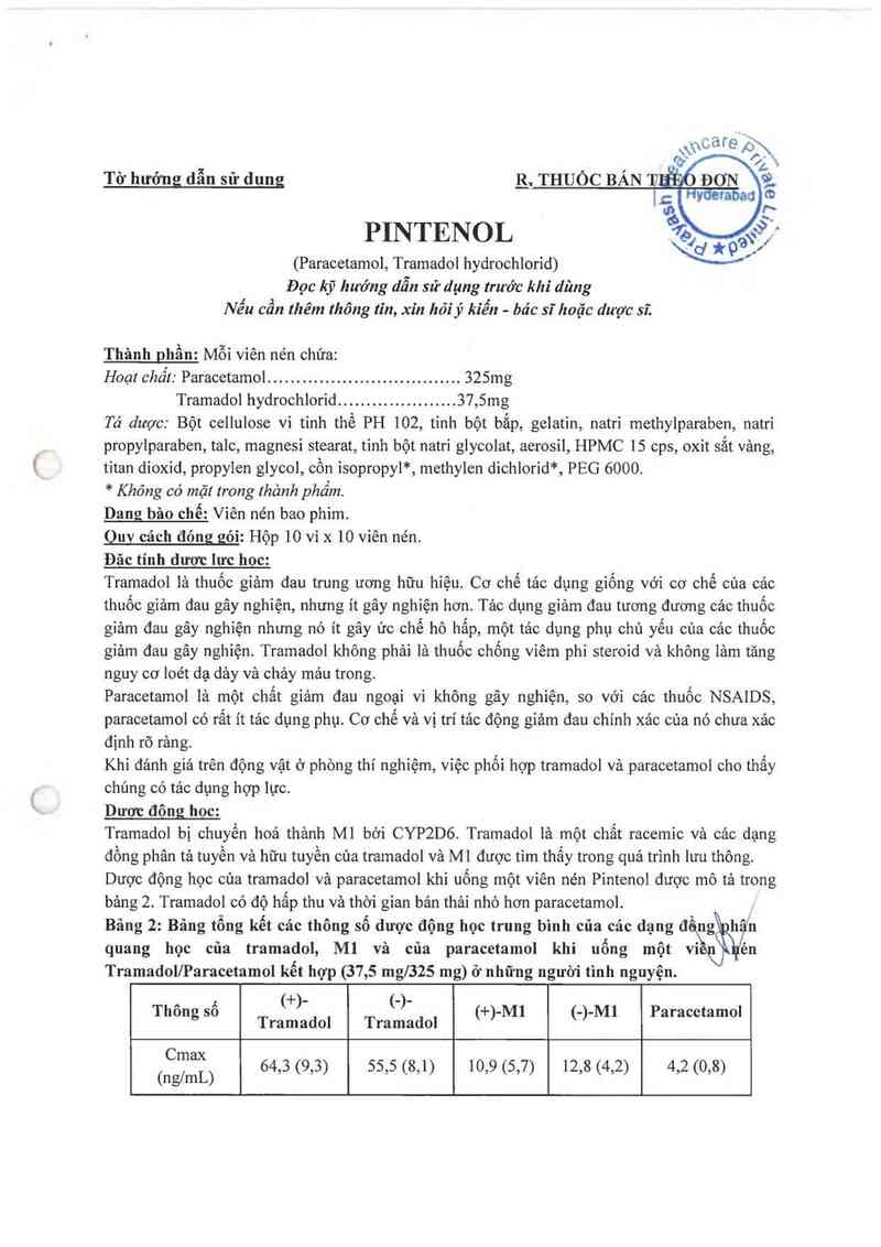thông tin, cách dùng, giá thuốc Pintenol - ảnh 3