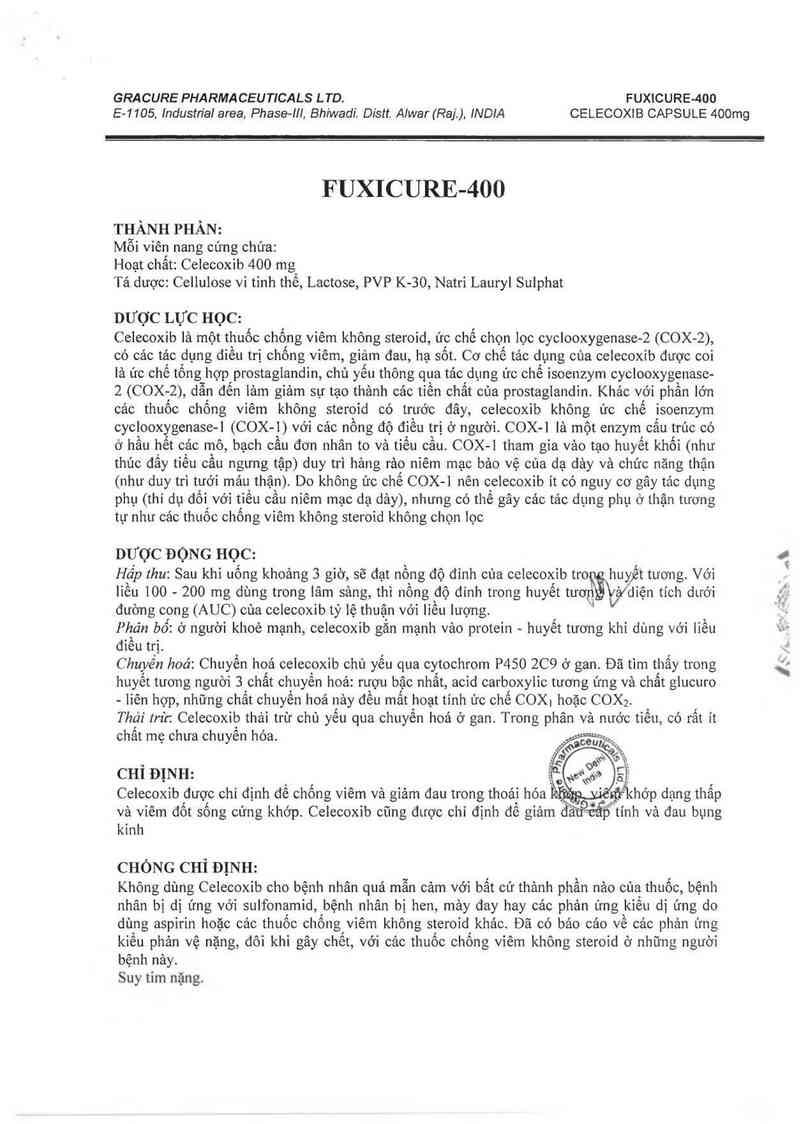 thông tin, cách dùng, giá thuốc Fuxicure-400 - ảnh 1