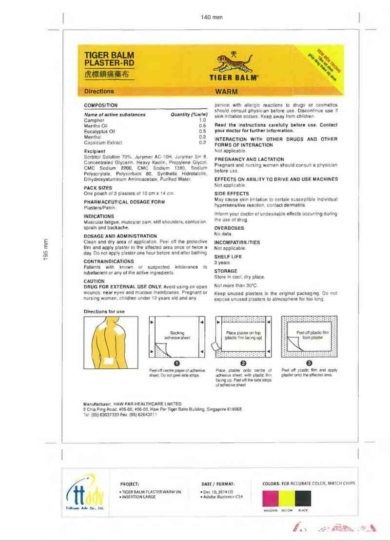 thông tin, cách dùng, giá thuốc Tiger Balm Plaster-RD - ảnh 1