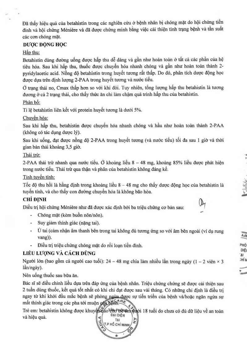 thông tin, cách dùng, giá thuốc Vertiko 16 - ảnh 3