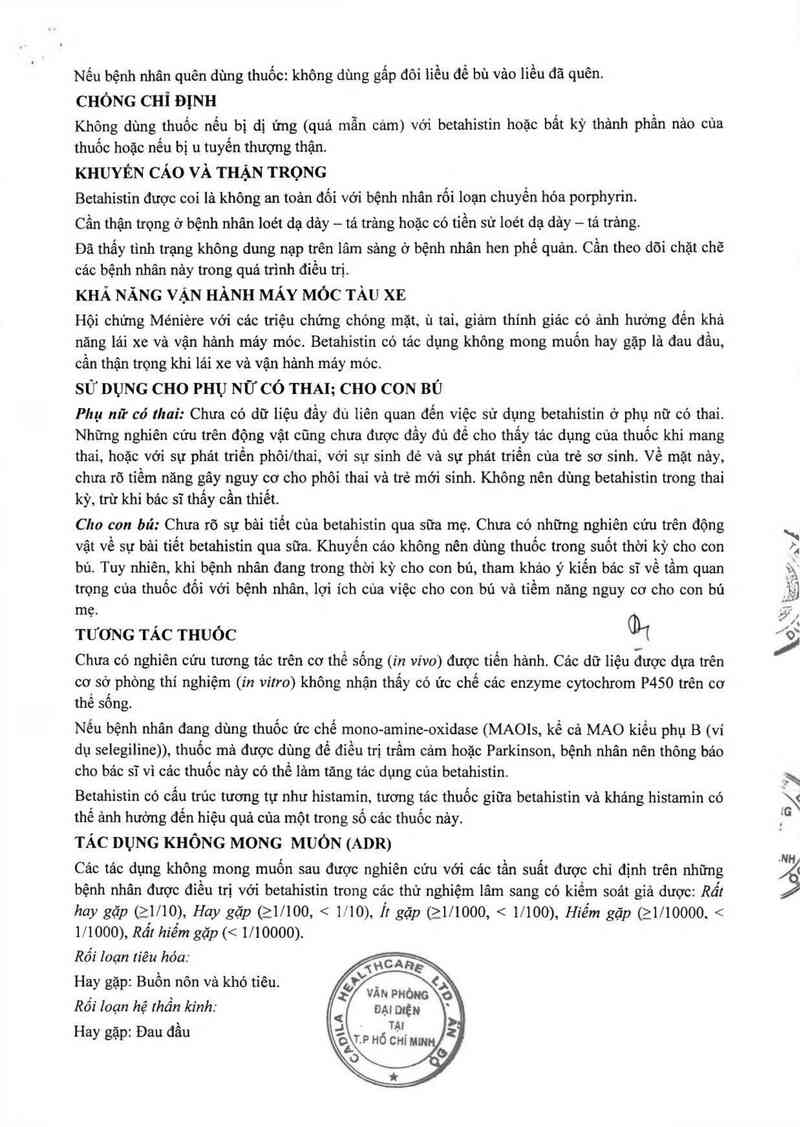 thông tin, cách dùng, giá thuốc Vertiko 16 - ảnh 4
