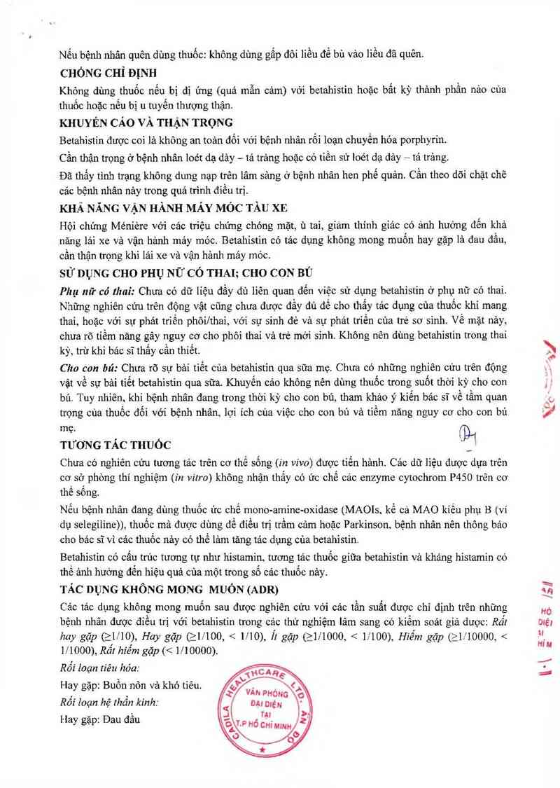 thông tin, cách dùng, giá thuốc Vertiko 8 - ảnh 4