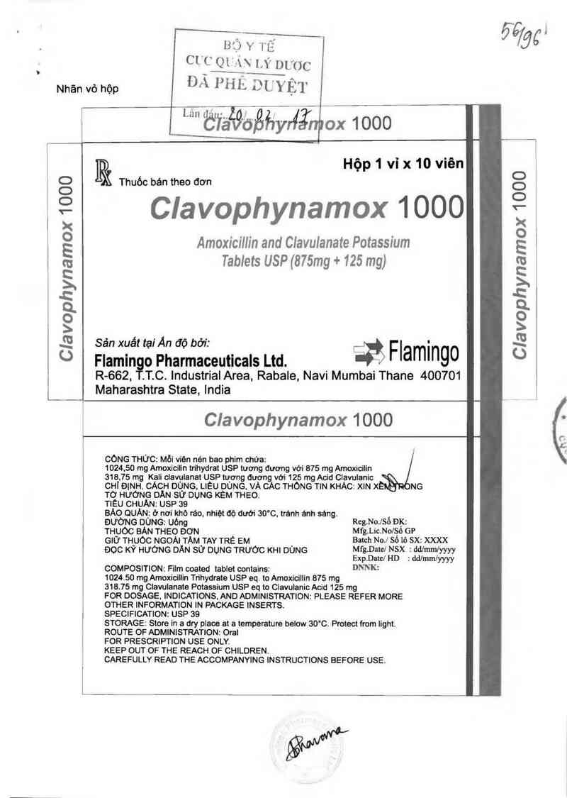 thông tin, cách dùng, giá thuốc Clavophynamox 1000 - ảnh 0