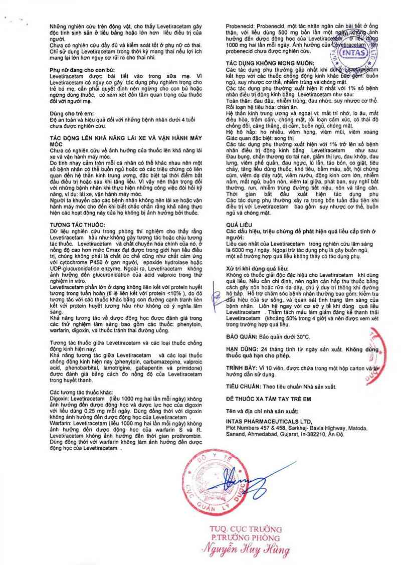 thông tin, cách dùng, giá thuốc Intalevi 250 - ảnh 2