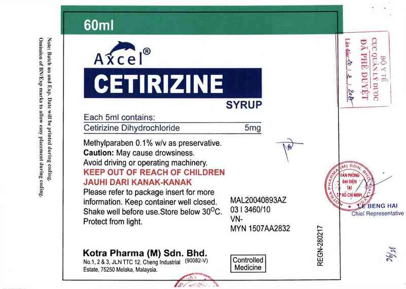 thông tin, cách dùng, giá thuốc Axcel Cetirizine Syrup 5 mg/5ml - ảnh 0