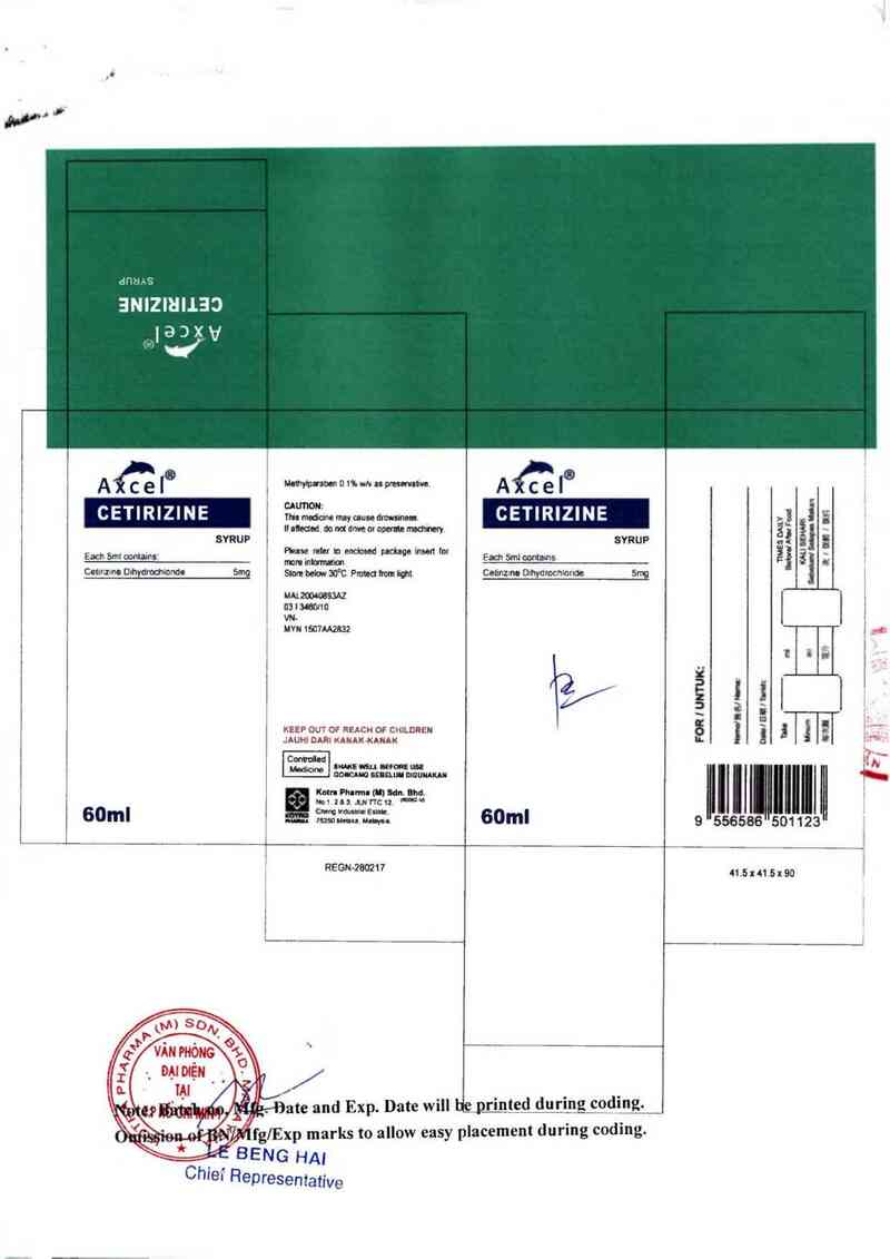 thông tin, cách dùng, giá thuốc Axcel Cetirizine Syrup 5 mg/5ml - ảnh 1