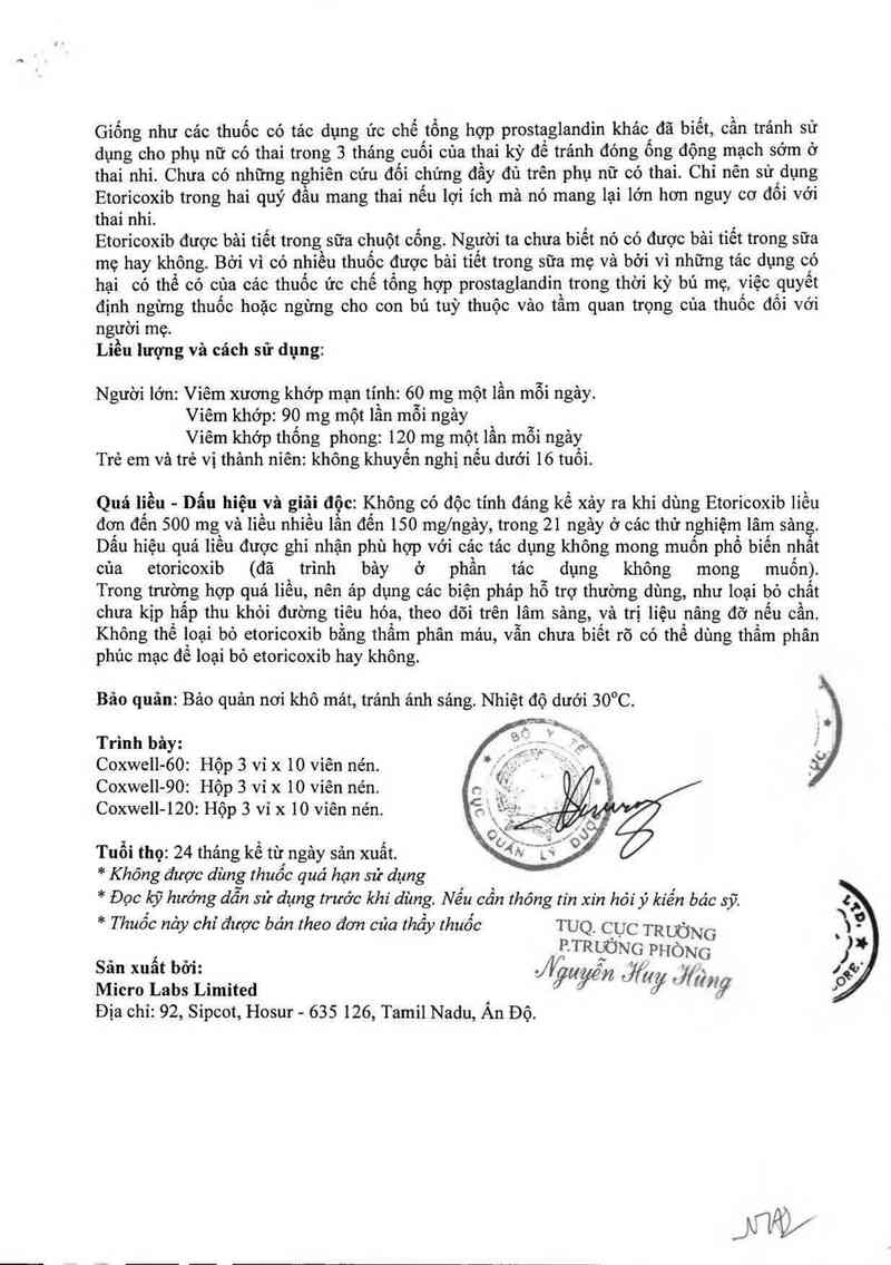 thông tin, cách dùng, giá thuốc Coxwell-90 - ảnh 3