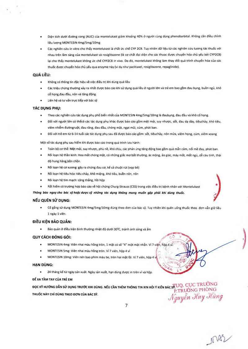 thông tin, cách dùng, giá thuốc Montesin 5mg - ảnh 8