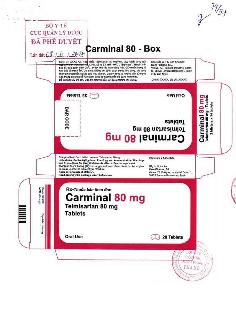 thông tin, cách dùng, giá thuốc Carminal 80mg - ảnh 0