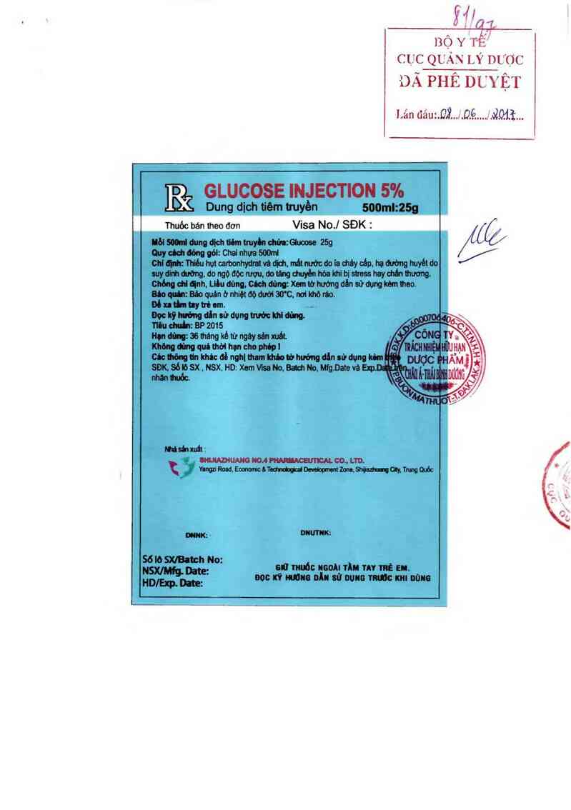 thông tin, cách dùng, giá thuốc Glucose injection 5% - ảnh 0