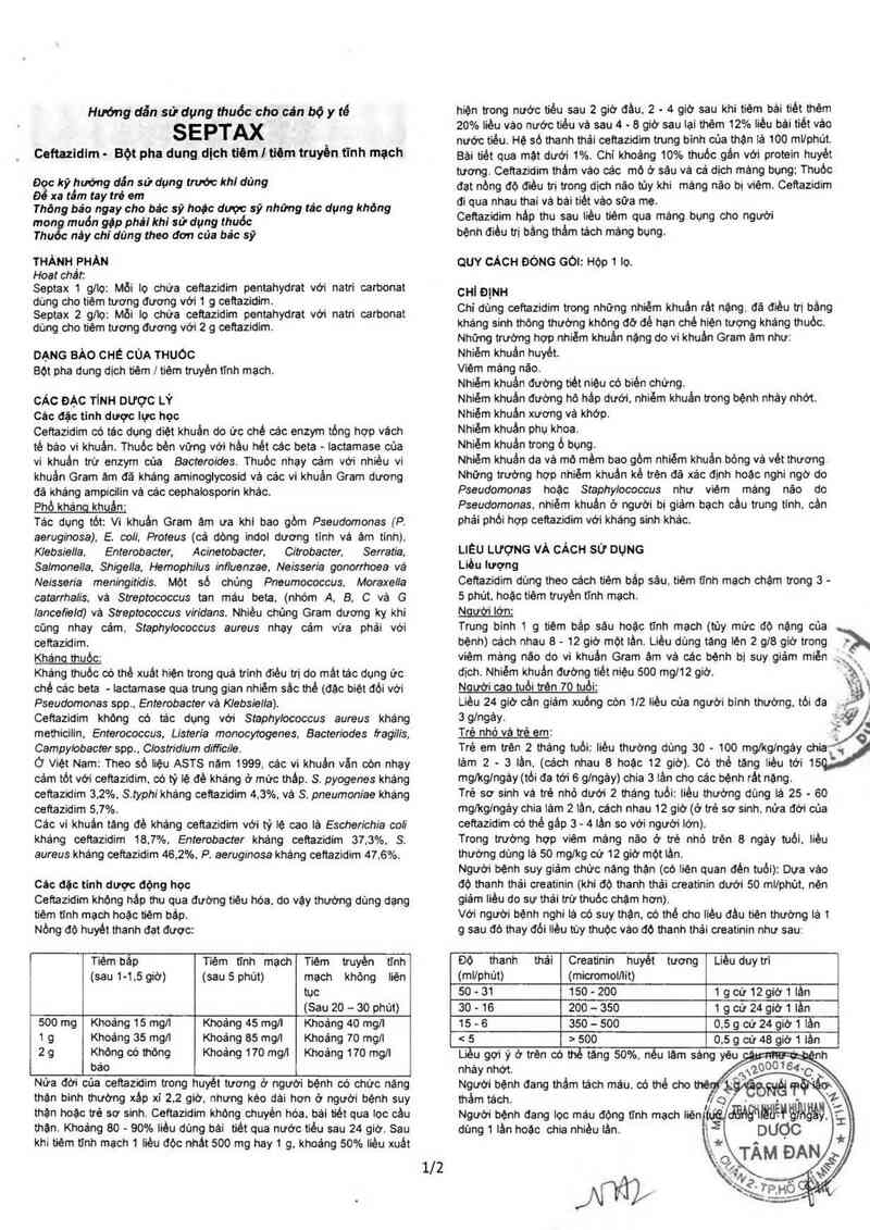 thông tin, cách dùng, giá thuốc Septax 1g - ảnh 4