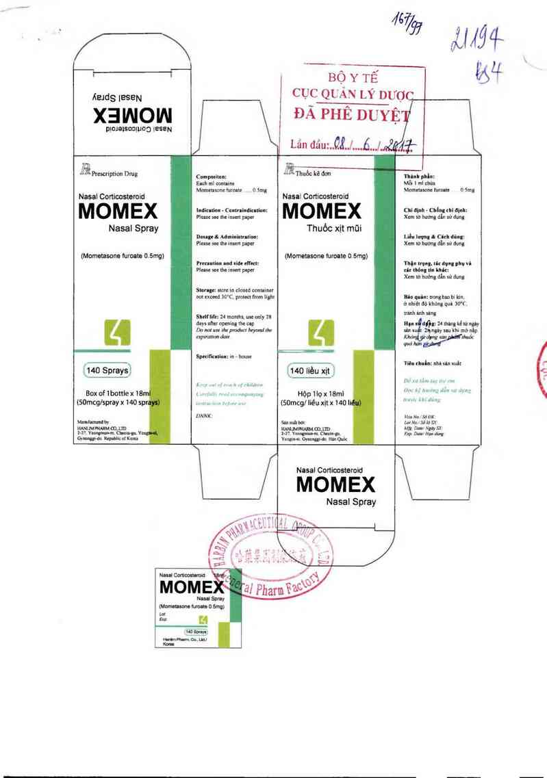 thông tin, cách dùng, giá thuốc Momex Nasal Spray - ảnh 0