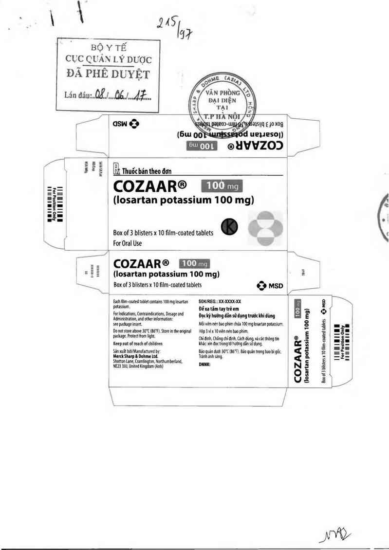 thông tin, cách dùng, giá thuốc Cozaar 100mg - ảnh 0