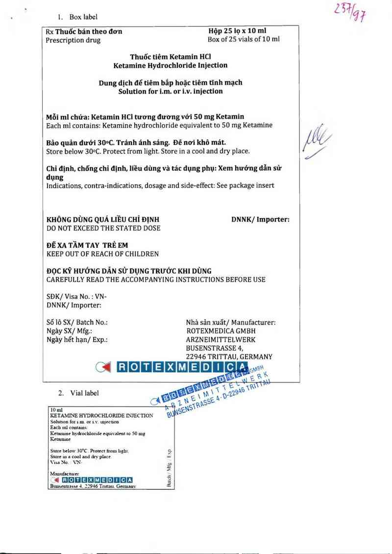 thông tin, cách dùng, giá thuốc Ketamine Hydrochloride injection - ảnh 0
