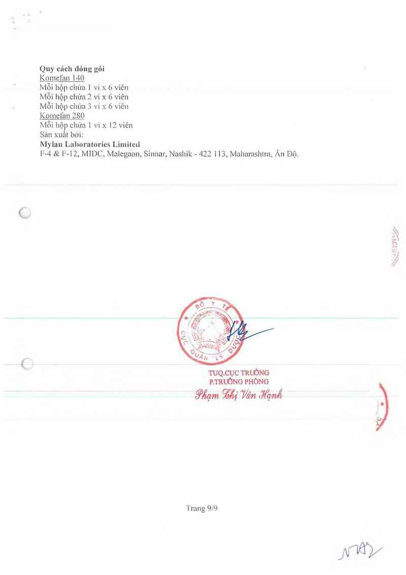 thông tin, cách dùng, giá thuốc Komefan 140 - ảnh 12