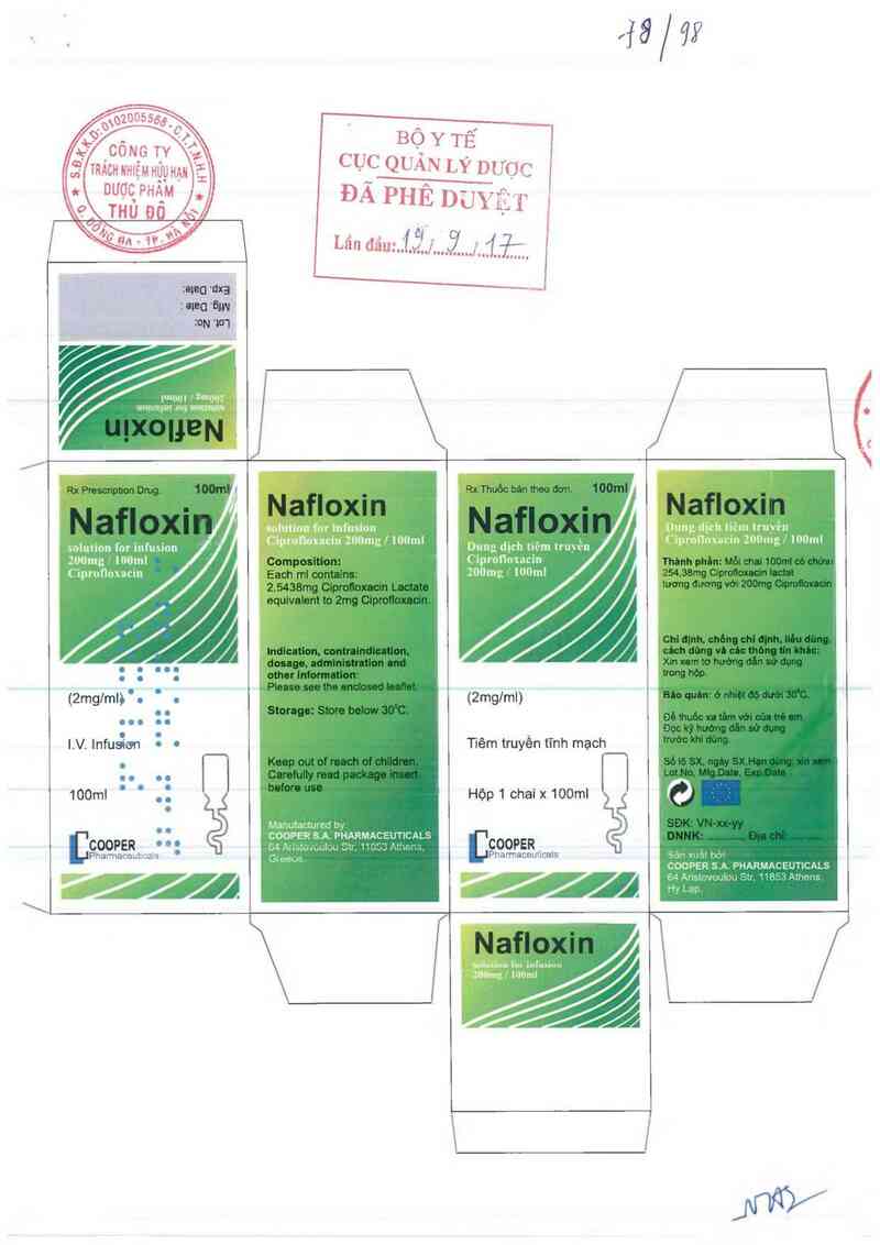 thông tin, cách dùng, giá thuốc Nafloxin solution for infusion 200mg/100ml - ảnh 0