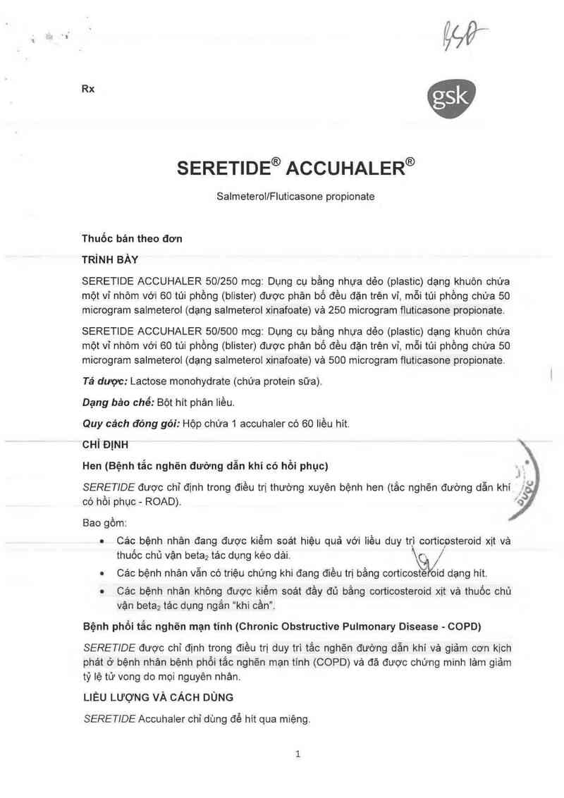 thông tin, cách dùng, giá thuốc Seretide Accuhaler 50/500mcg - ảnh 5