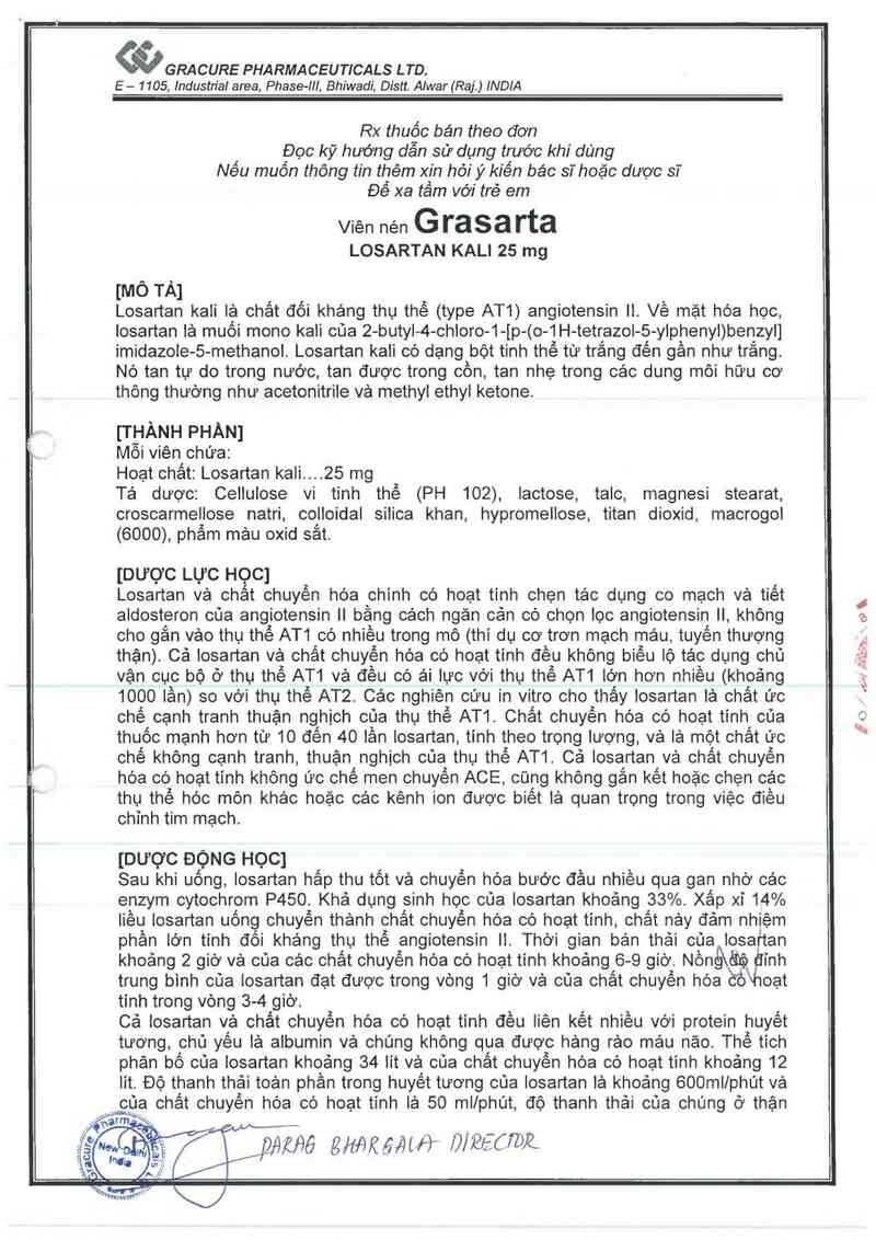 thông tin, cách dùng, giá thuốc Grasarta - ảnh 1