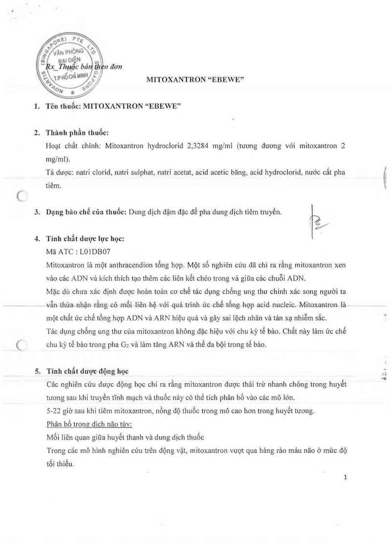 thông tin, cách dùng, giá thuốc Mitoxantron ~ebewe~ - ảnh 2