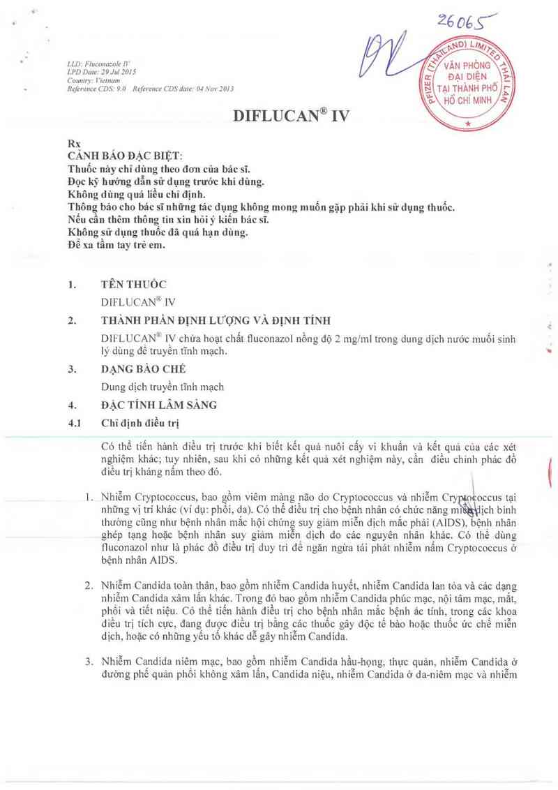 thông tin, cách dùng, giá thuốc Diflucan IV - ảnh 2