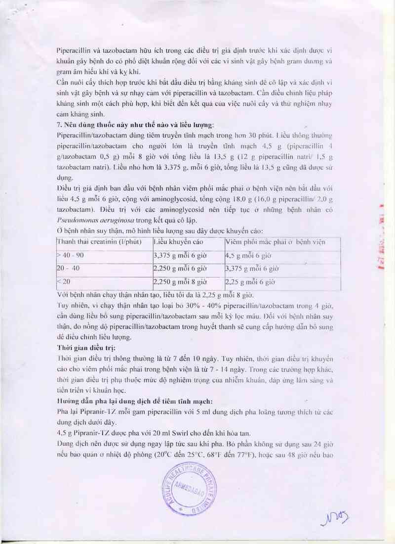 thông tin, cách dùng, giá thuốc Pipranir - TZ - ảnh 14