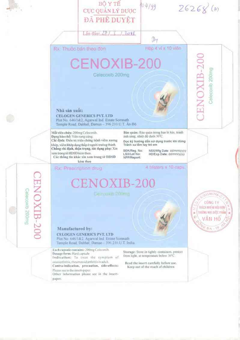 thông tin, cách dùng, giá thuốc Cenoxib 200 - ảnh 0