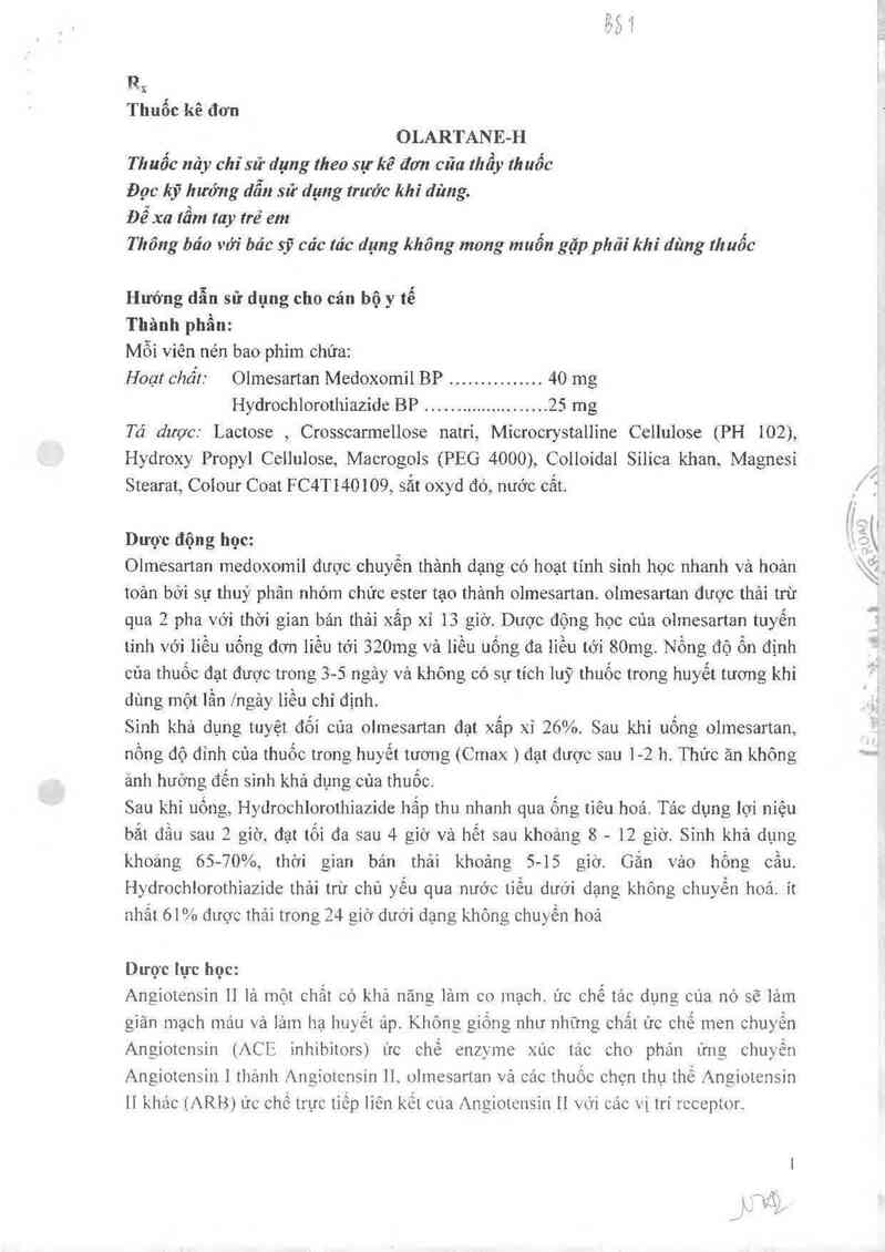 thông tin, cách dùng, giá thuốc Olartane-H - ảnh 2