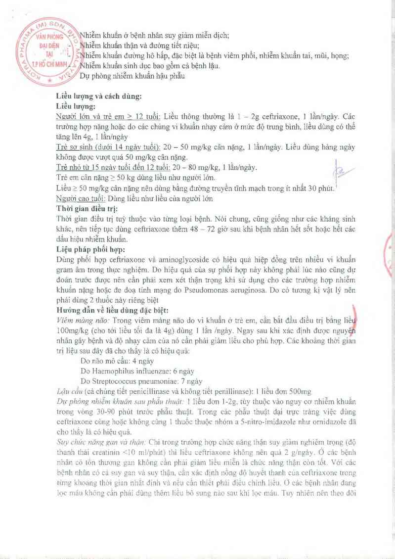 thông tin, cách dùng, giá thuốc Vaxcel Ceftriaxone-500mg Injection - ảnh 5