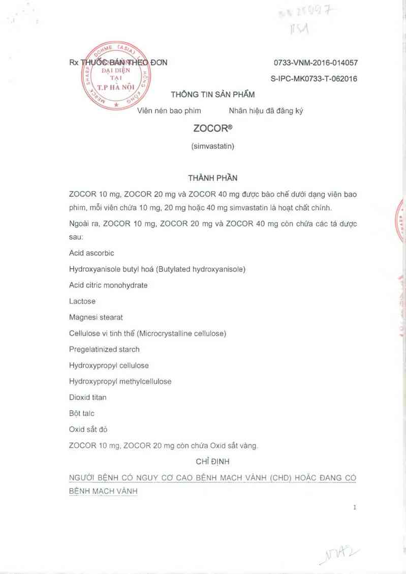 thông tin, cách dùng, giá thuốc Zocor 10mg - ảnh 1