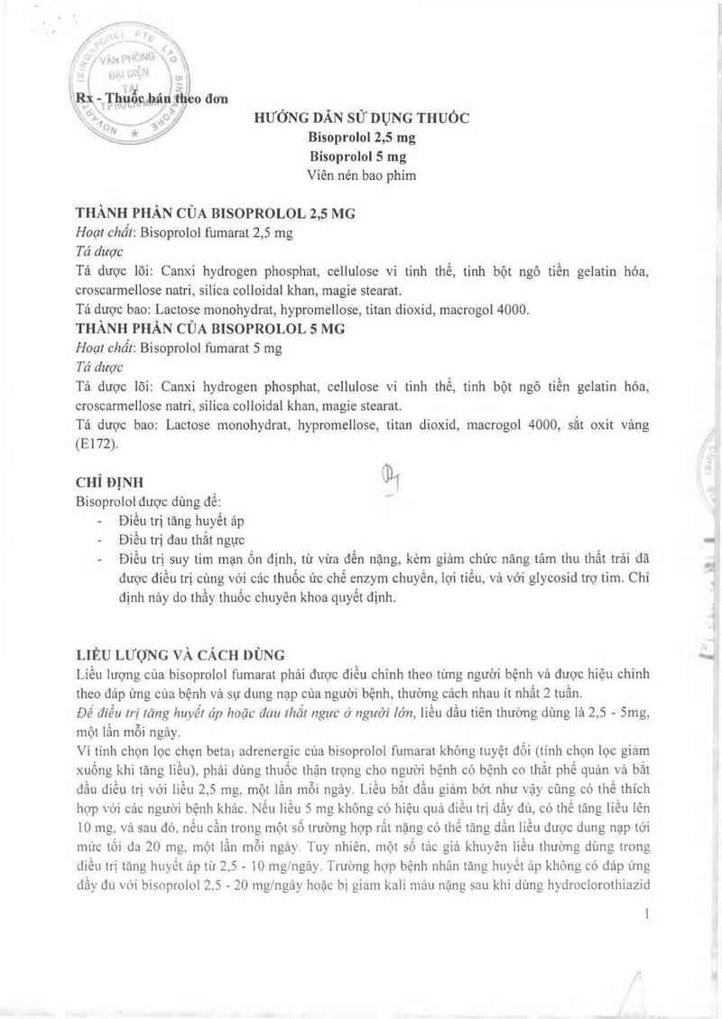 thông tin, cách dùng, giá thuốc Bisoprolol 2,5mg - ảnh 2