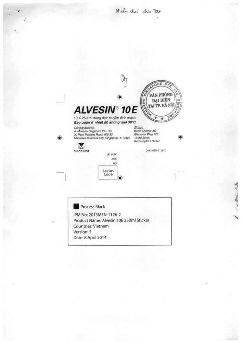 thông tin, cách dùng, giá thuốc Alvesin 10E - ảnh 1