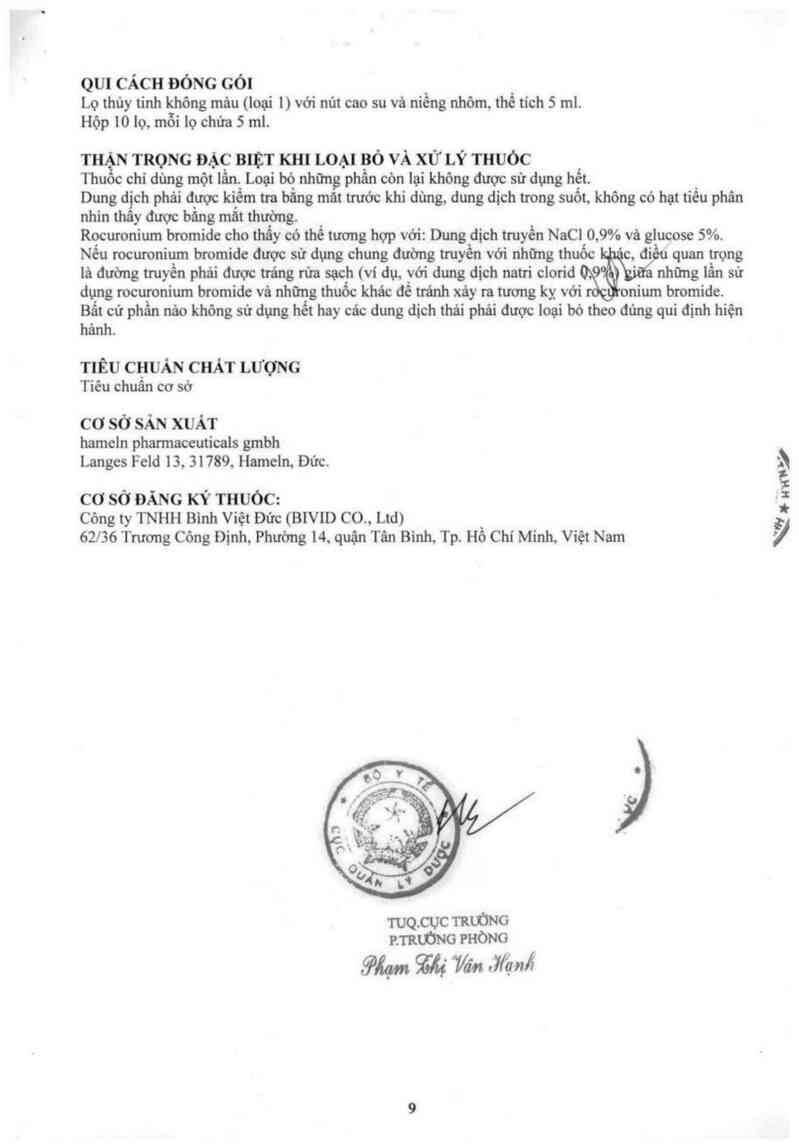 thông tin, cách dùng, giá thuốc Rocuronium-hameln 10mg/ml - ảnh 10