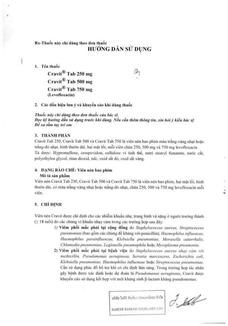 thông tin, cách dùng, giá thuốc Cravit tab 750 - ảnh 2