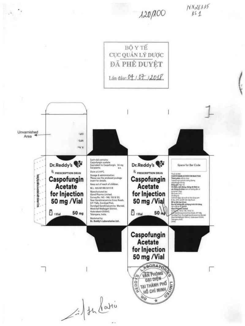 thông tin, cách dùng, giá thuốc Caspofungin Acetate for injection 50mg/Vial - ảnh 0