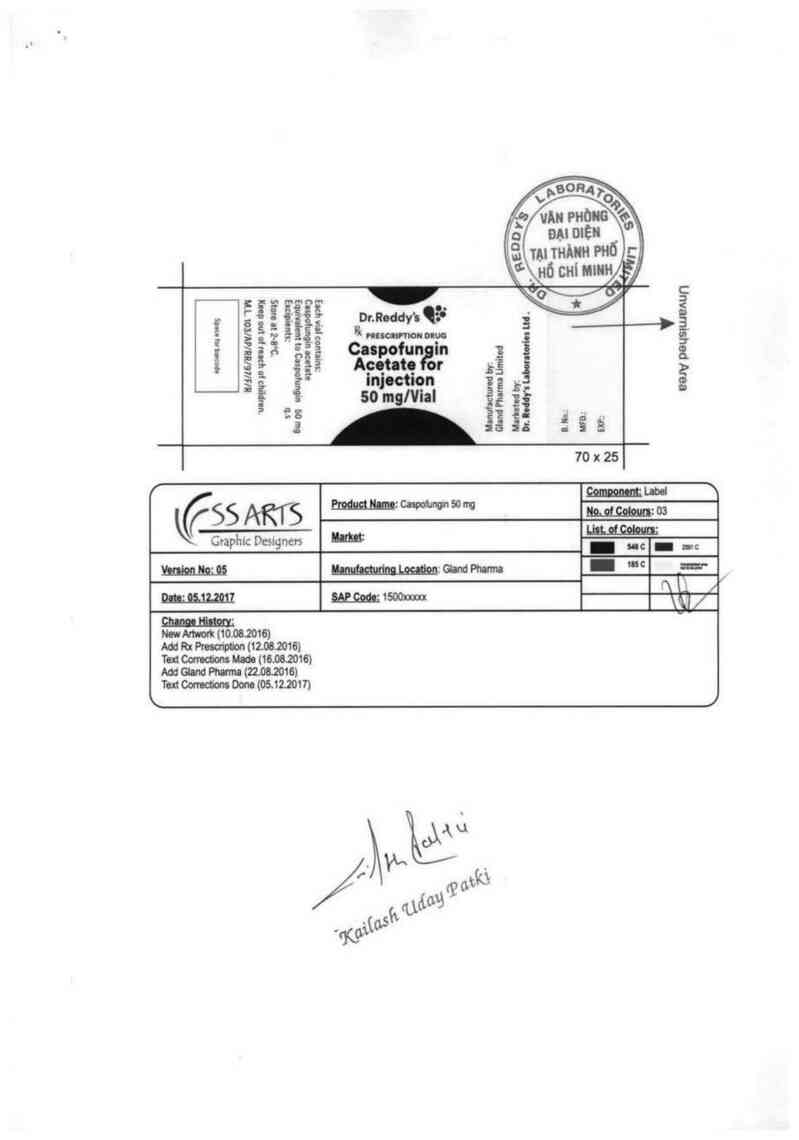 thông tin, cách dùng, giá thuốc Caspofungin Acetate for injection 50mg/Vial - ảnh 1