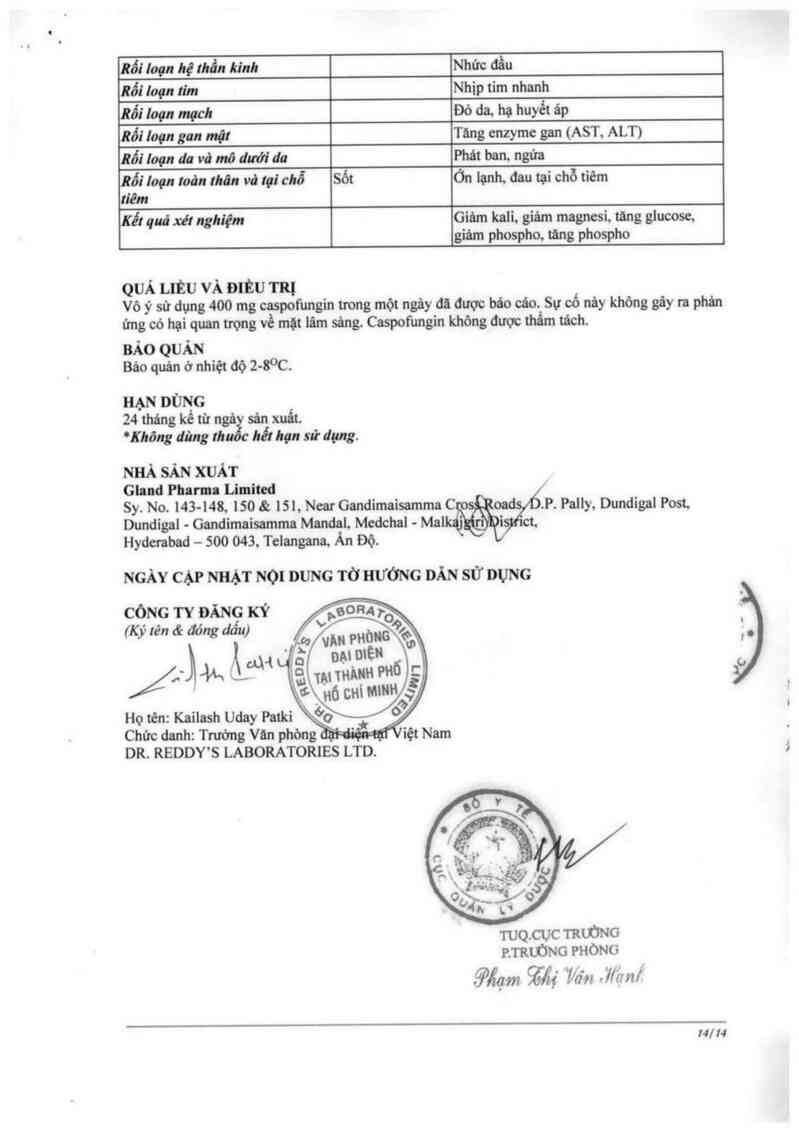 thông tin, cách dùng, giá thuốc Caspofungin Acetate for injection 50mg/Vial - ảnh 15