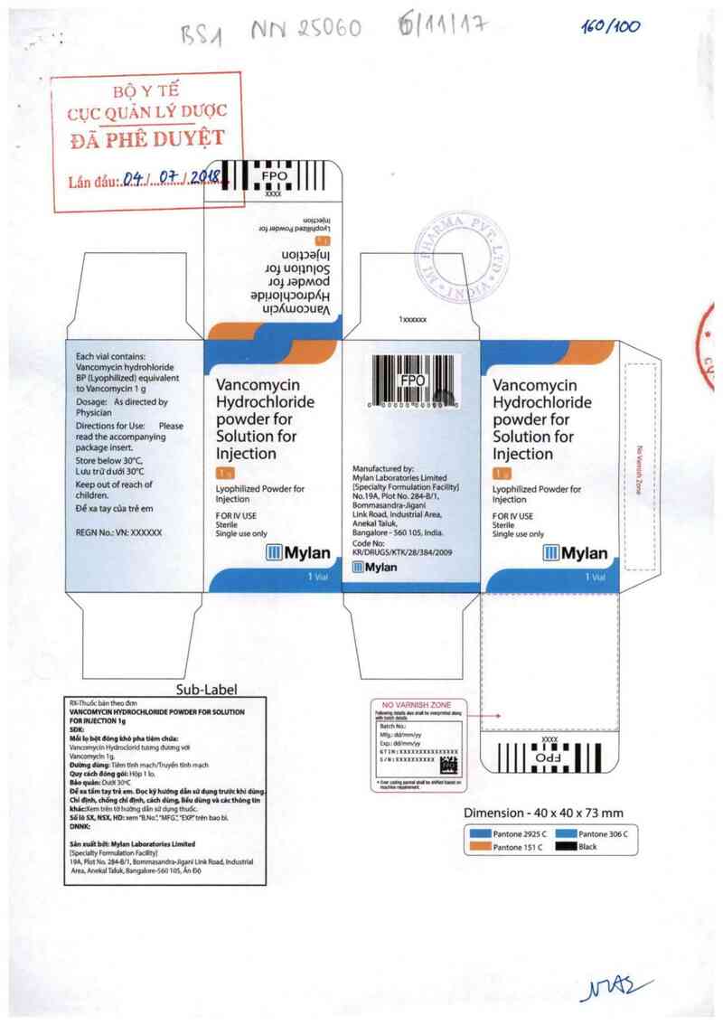 thông tin, cách dùng, giá thuốc Vancomycin hydrocloride powder for solution for injection 1g - ảnh 0
