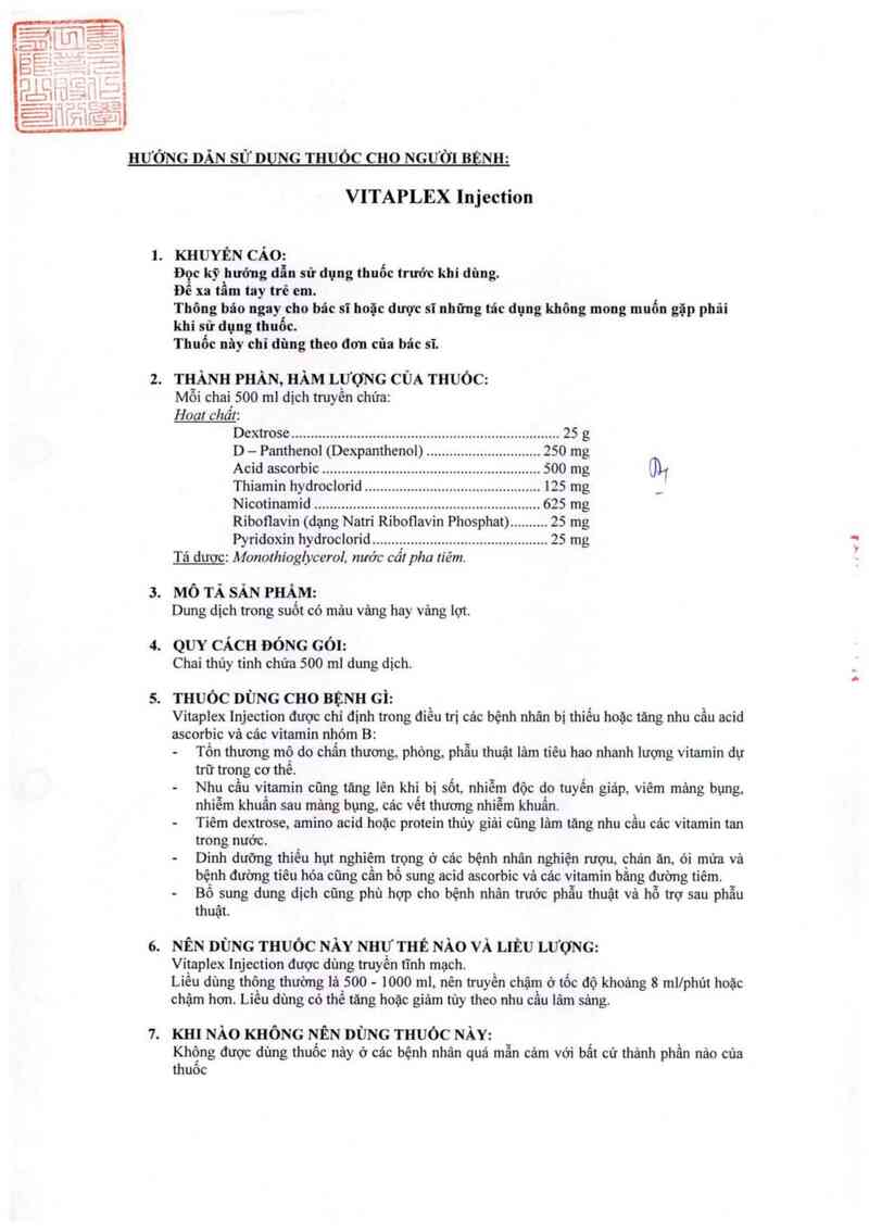 thông tin, cách dùng, giá thuốc Vitaplex injection - ảnh 4
