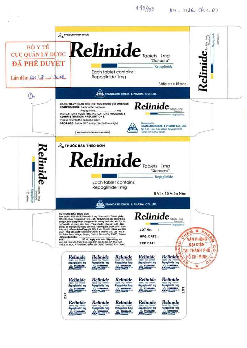 thông tin, cách dùng, giá thuốc Relinide Tablets 1mg ~Standard~ - ảnh 0