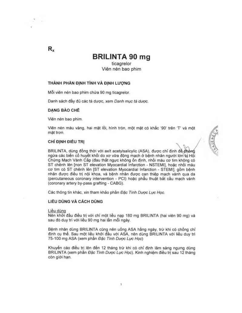 thông tin, cách dùng, giá thuốc Brilinta - ảnh 2