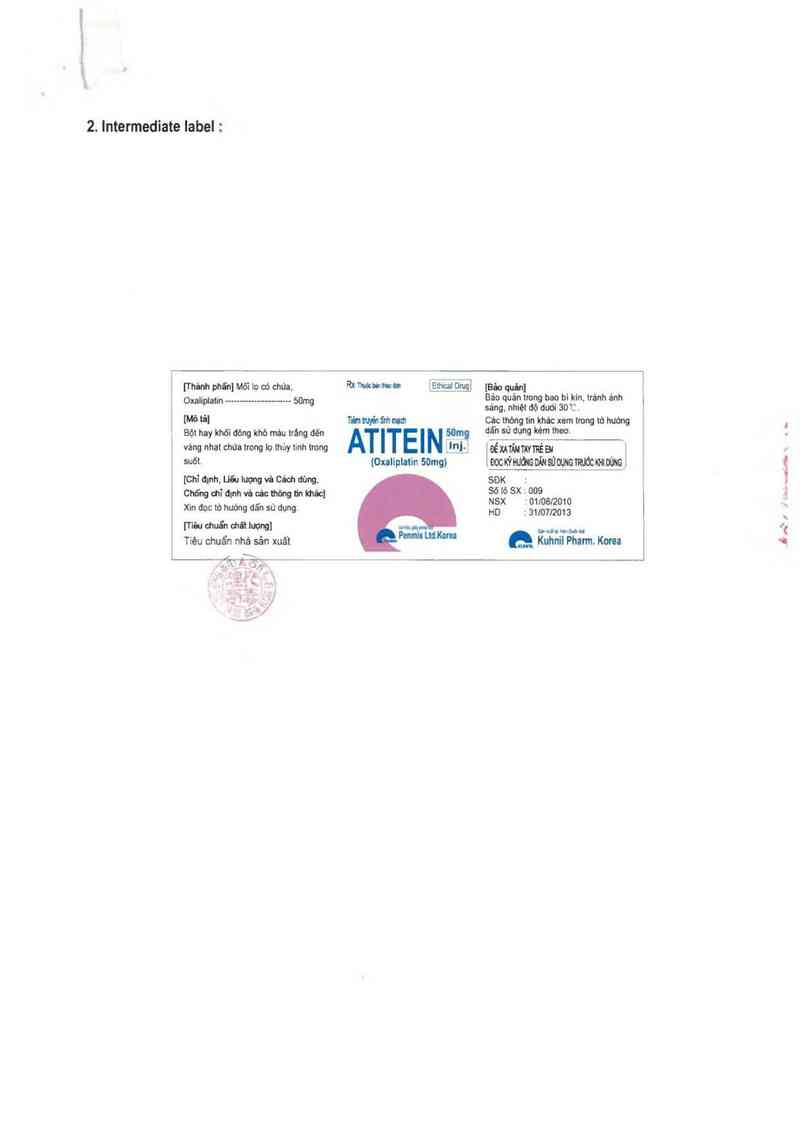 thông tin, cách dùng, giá thuốc Atitein Inj. 50mg - ảnh 1