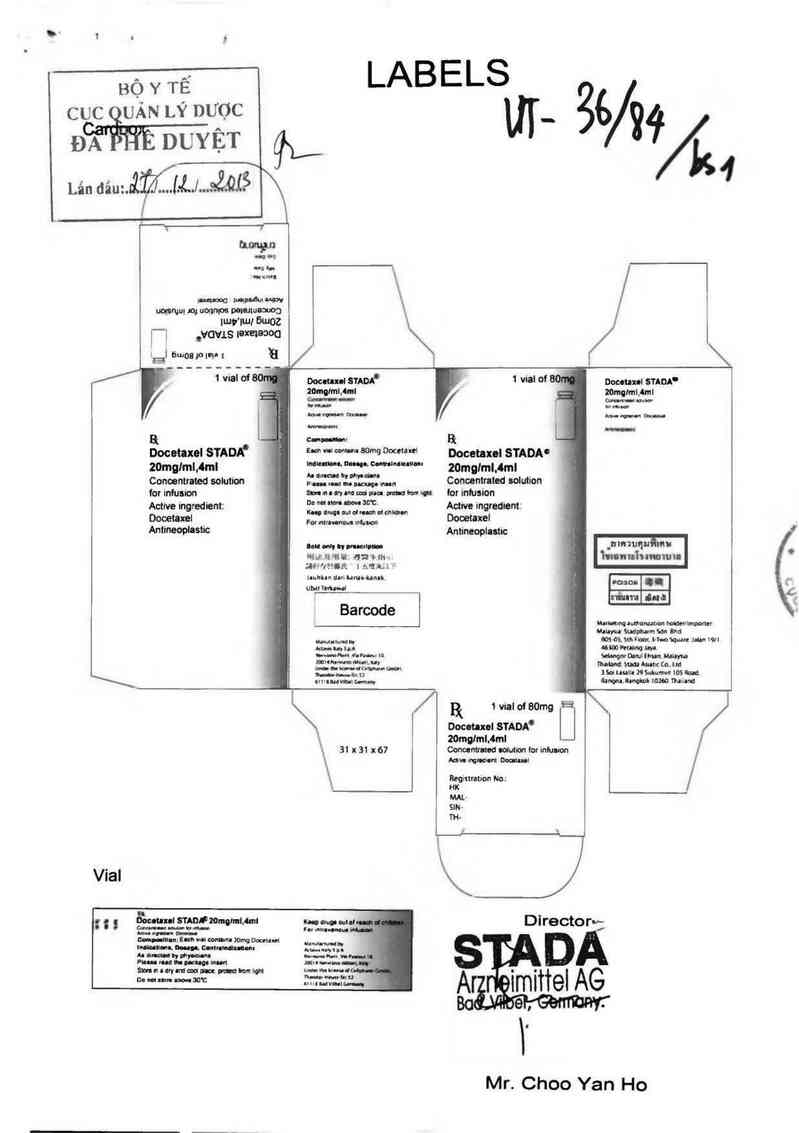 thông tin, cách dùng, giá thuốc Docetaxel Stada - ảnh 0