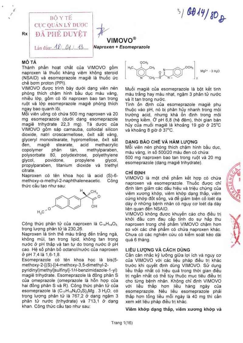thông tin, cách dùng, giá thuốc Vimovo - ảnh 2