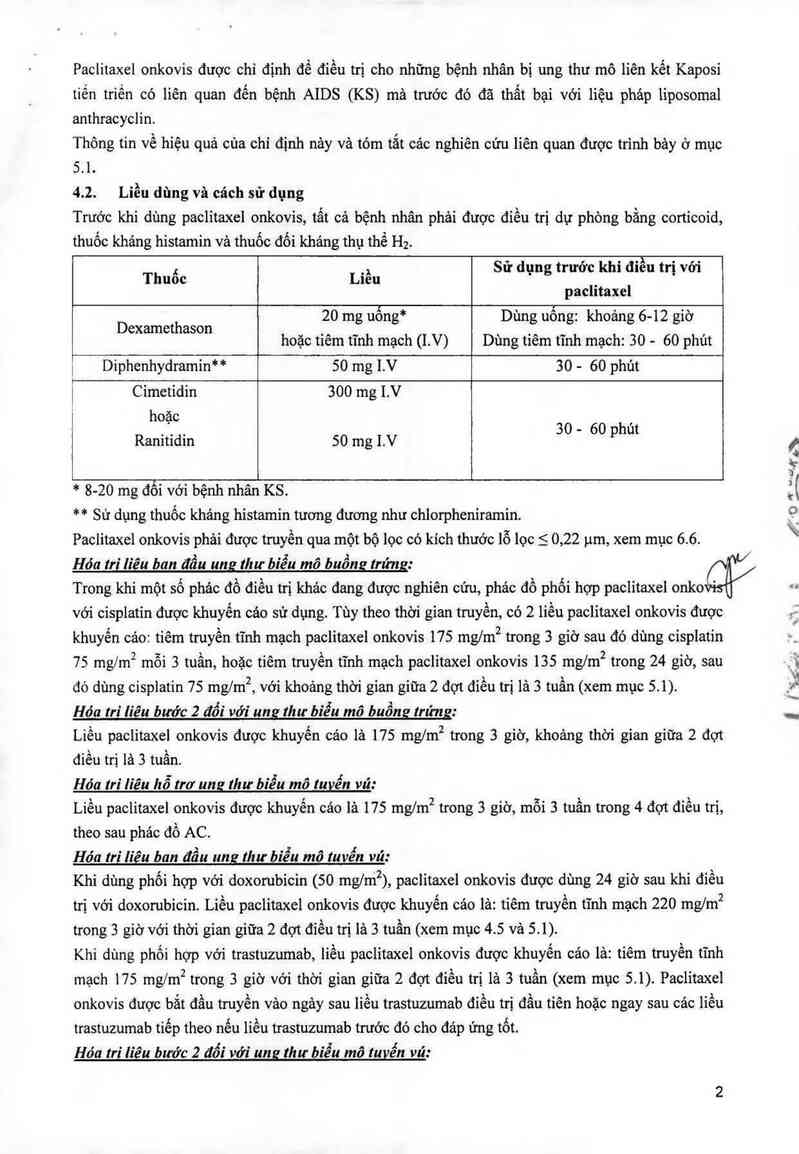 thông tin, cách dùng, giá thuốc Paclitaxel Onkovis 6mg/ml - ảnh 3