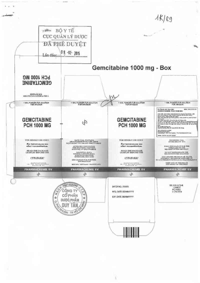 thông tin, cách dùng, giá thuốc Gemcitabine PCH 1000 mg - ảnh 0