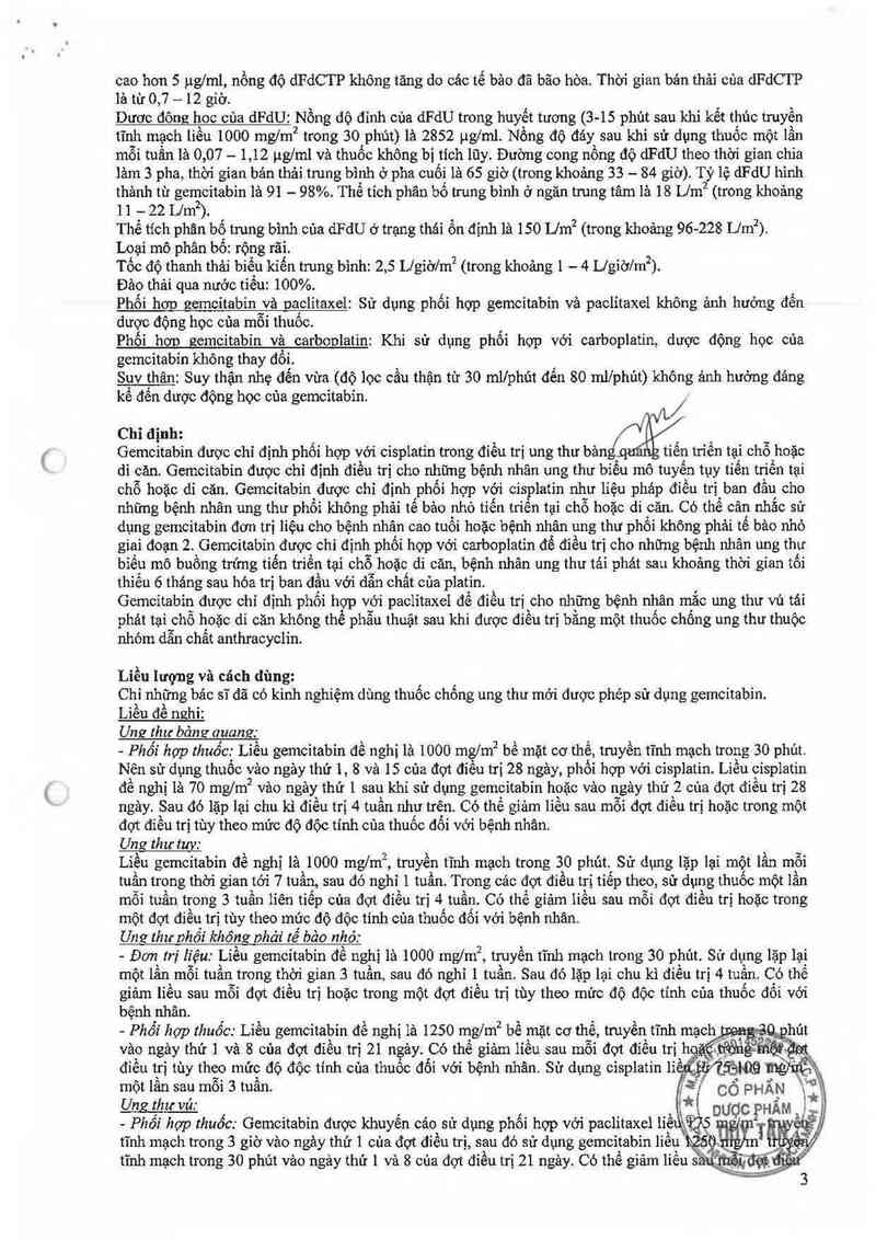 thông tin, cách dùng, giá thuốc Gemcitabine PCH 1000 mg - ảnh 5